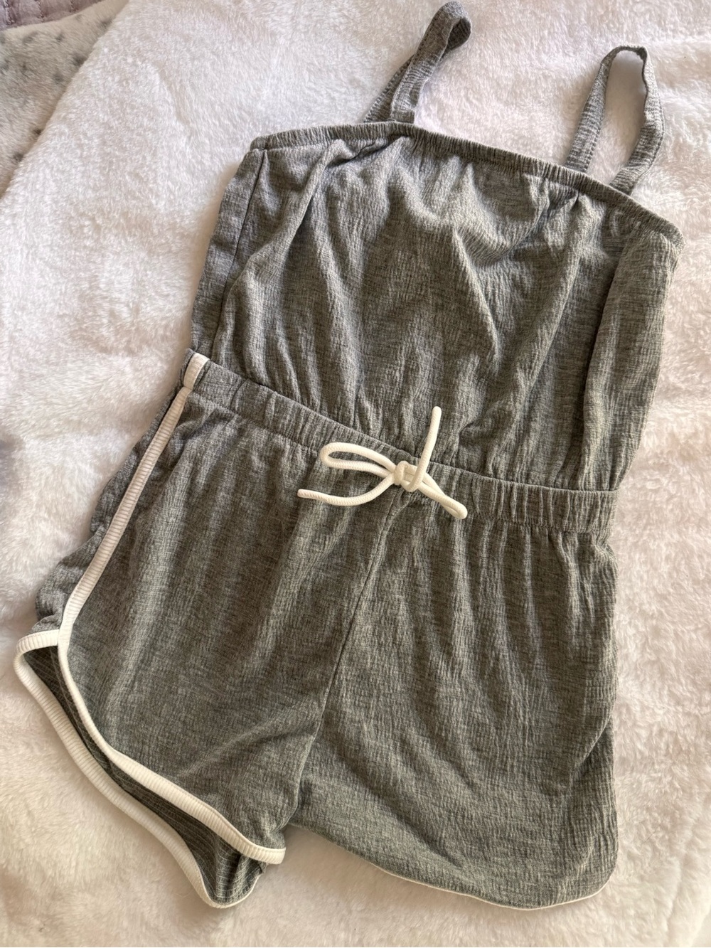 Art Class Grey Ribbed Romper - Girls 6/7